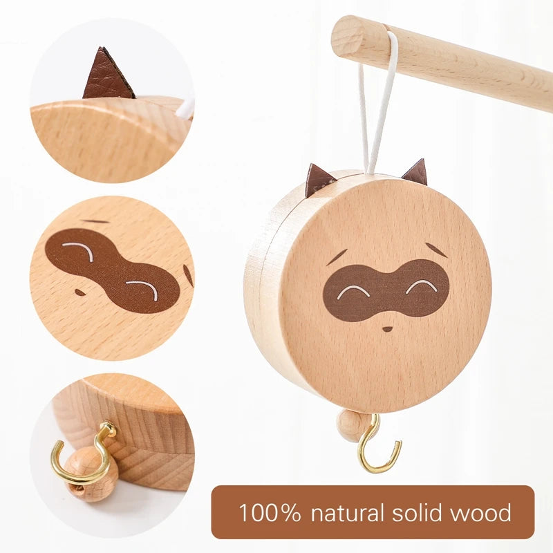 Baby Wooden Bed Bell Bracket Mobile Hanging Rattles Bracket Toys Hanger Baby Crib Mobile Bed Bell Wood Toys Holder Arm Bracket