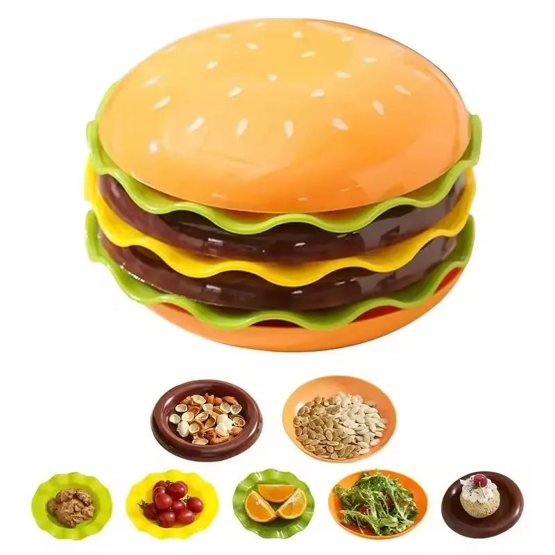 Stackable Hamburger Plate Set Mini Dinner Plate Funny Sauce Containers Seasoning Bowls Sauce Bowls Table Decor
