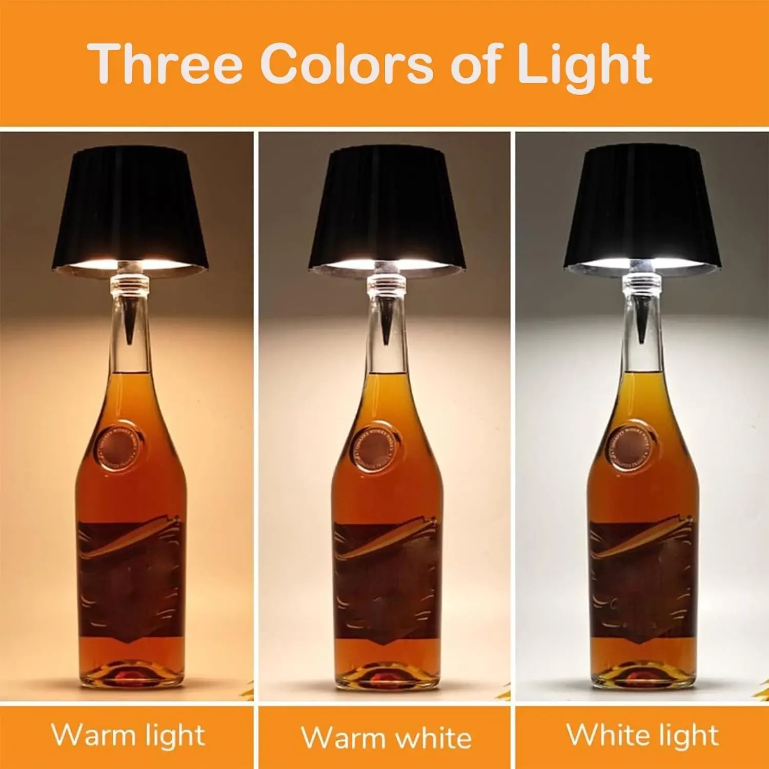 Modern Metal Wine bottle Lamp USB Rechargeable Battery LED Cordless Restaurant Table Lamp For Dinner