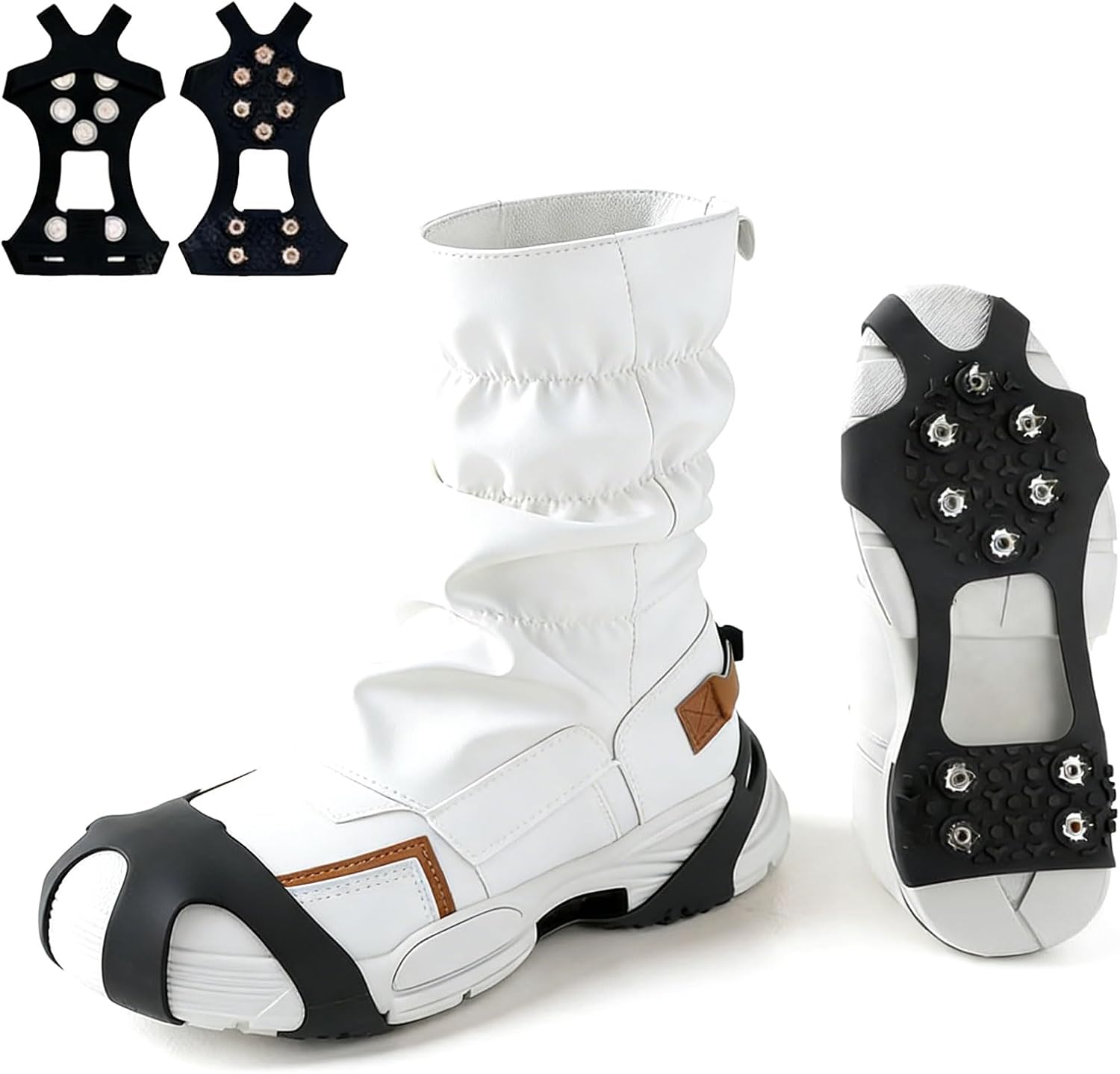 Ice Grips for Shoes and Boots, 2026 New Snow grips over Shoes, Anti-Slip Crampons 10 Studs Traction Cleat for Women Men Kids Hiking Fishing Walking Jogging