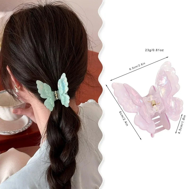 New Fairy Butterfly Hair Claw Acetate Crab Hair Clip Summer Sweet Princess Shark Clip for Women Girl Hairpin Hair Accessories