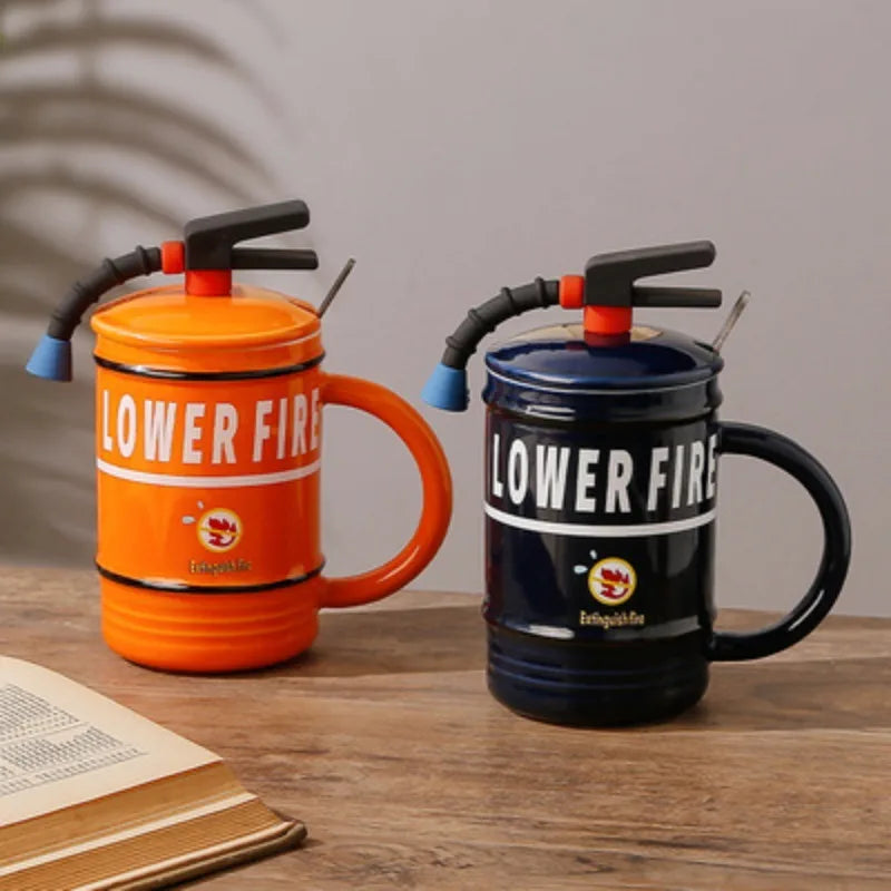 480ML Funny Fire Extinguisher Mug Office Living Room Outdoor Personality Tea Cup Male Female Student Couple Ceramic Cup