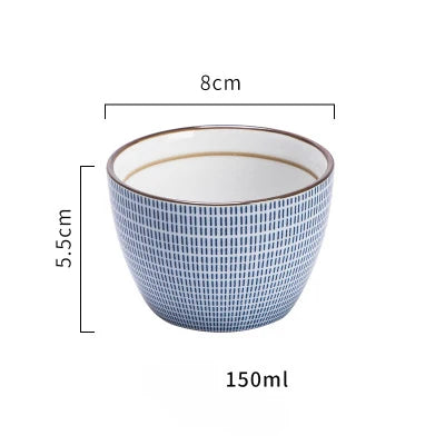 Japanese Classical Ceramic Bowls Tableware Kitchen Soup Noodle Rice Bowl Big Ramen Bowl  Spoon and Teacup