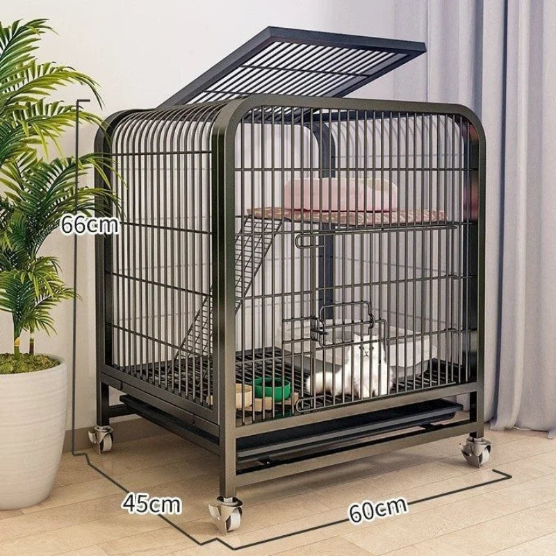 Stainless Steel Pet Villa Modern Iron Mesh Cat Cage Indoor Double Layer Dog House Large Space Free Space Pulley Cat Cages Indoor