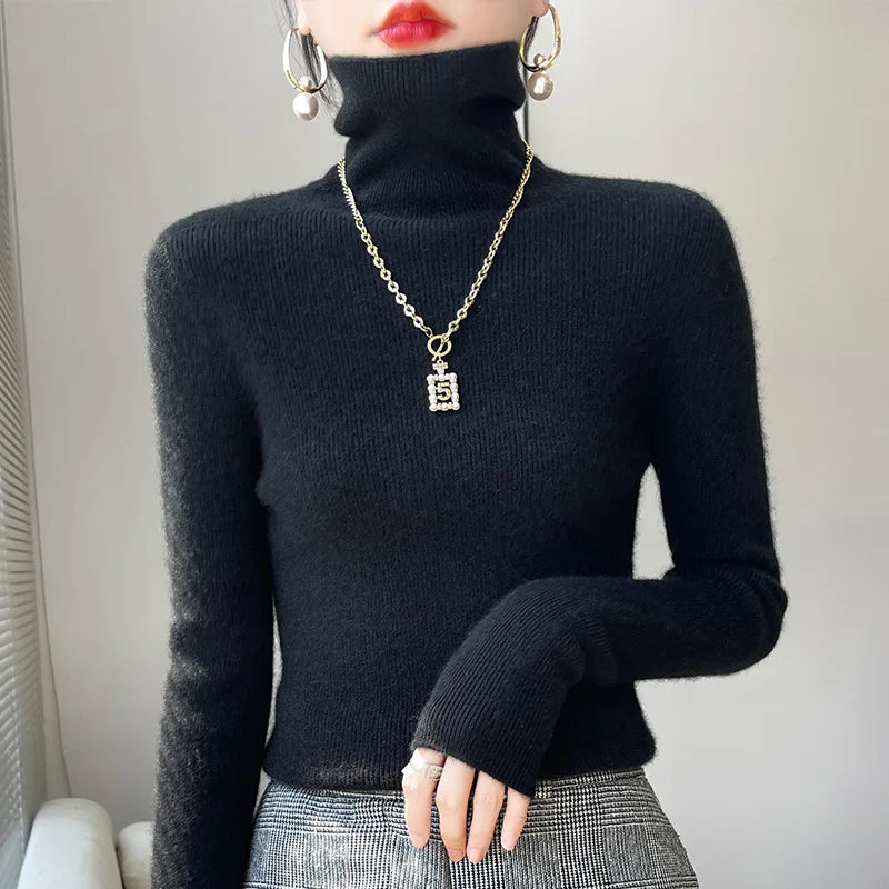 2022 Autumn Winter Cashmere  Sweater Women's Pullover Turtleneck  Casual Fashion Pure Color Cashmere sweater women