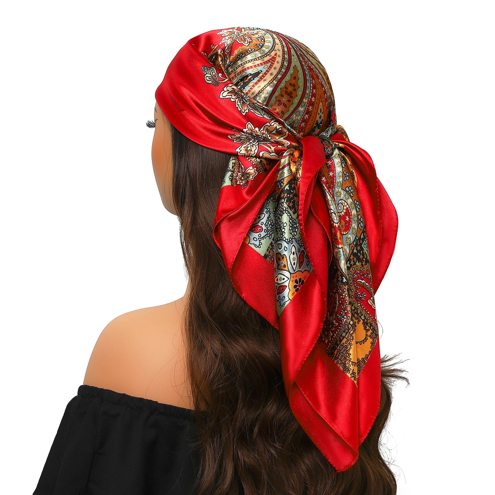 Print Headcloth Fashion Flower Square Shawls Popular 90X90CM Bandannas Four Seasons Kerchief Luxury Sunscreen Silk Scarves