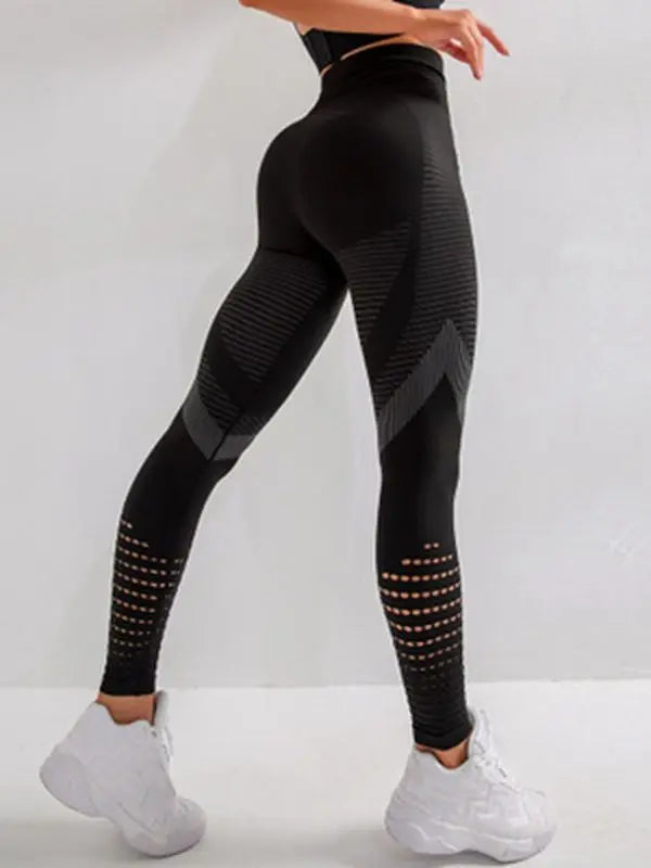 Sexy Seamless Leggings Hollow Printed Workout Pants Push Up Slim Elasticity