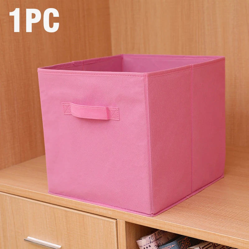 Foldable Fabric Storage box Cube Bins Cloth Organizer storage Baskets Folding Nursery Closet Drawer Features Dual Handles