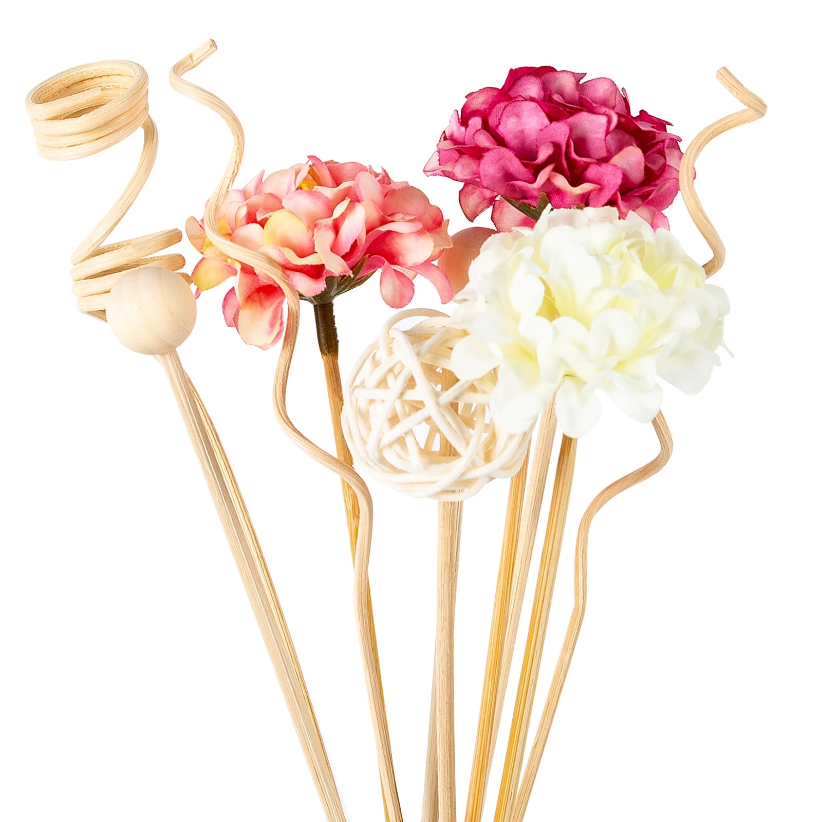 DIY 10PCS Pink Hydrangea Flower Rattan Sticks Fireless Fragrances Reed Diffuser Stick Ornaments Home Decor