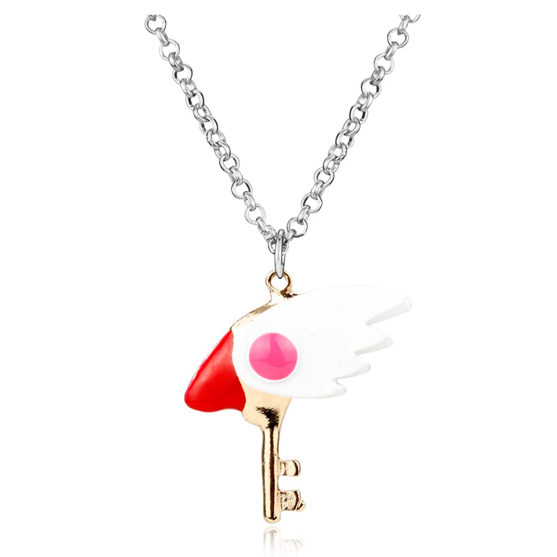 Anime Card Captor Sakura Necklace Star Flowers Cardcaptor KINOMOTO Sealing Wand Cosplay Pendant Woman Girl Jewelry