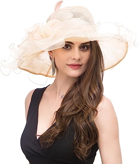 LUCKYSONG Women's Organza Church Fascinator Bridal Tea Party Wedding Hat