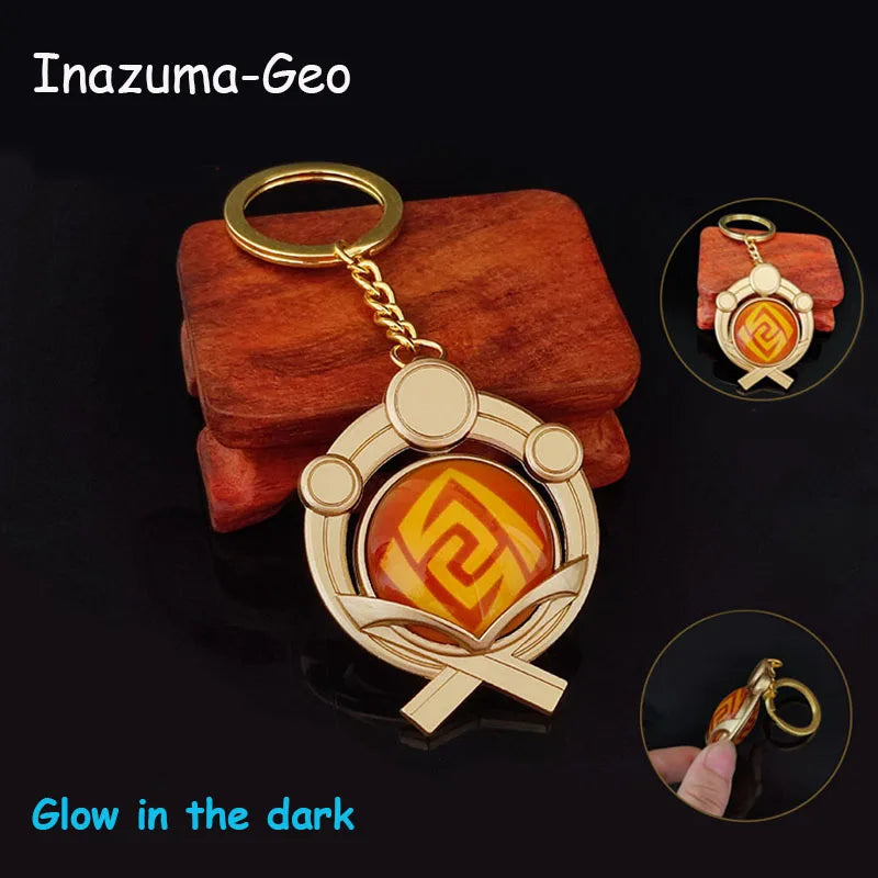 Game Impact Mondstadt Liyue Inazuma Sumeru Cosplay Vision Keychain Pyro Cyro Electro Hydro Geo Anemo Bag Pendant Props