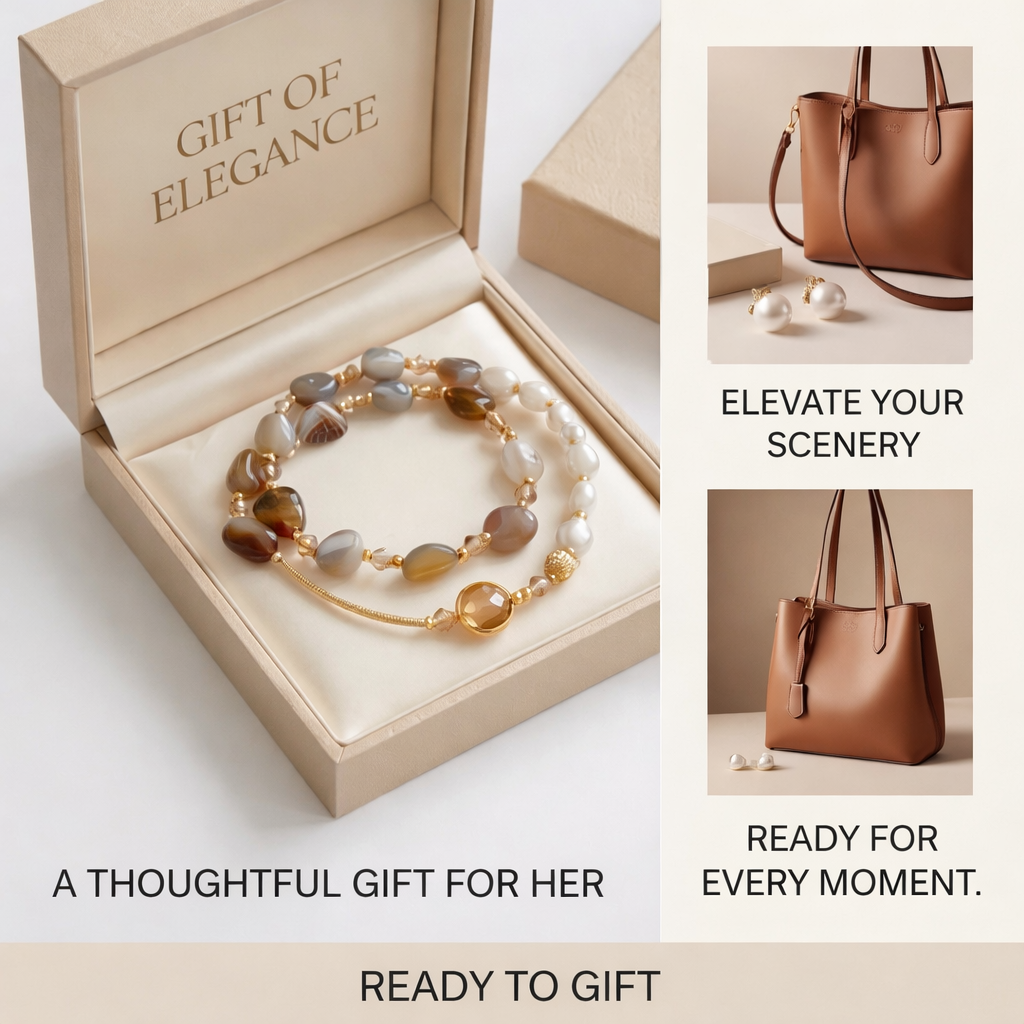 Layered Natural Stone Wrap Bracelet