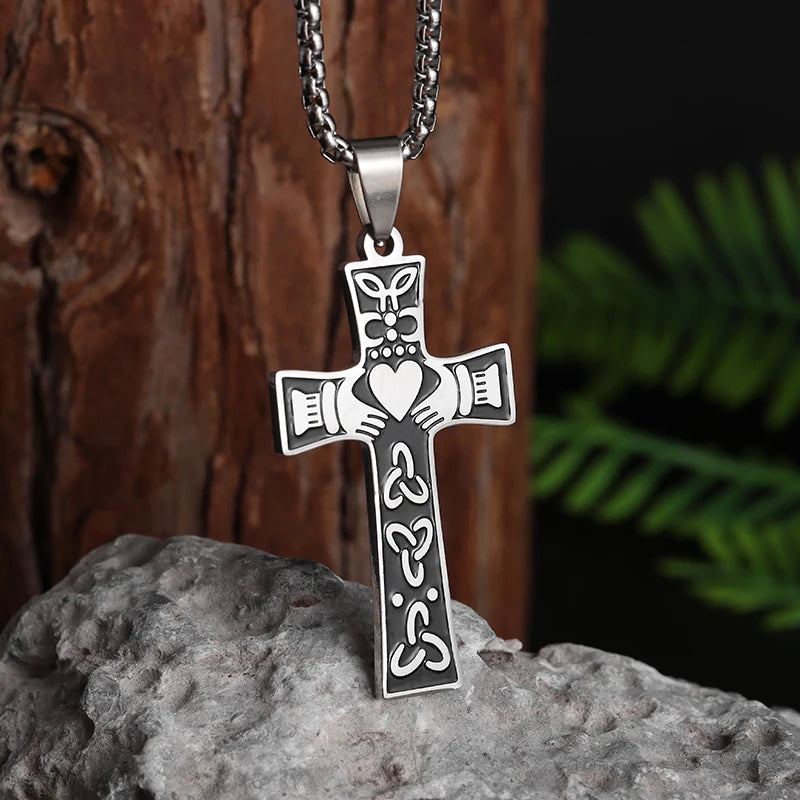 Orthodox Cross Stainless Steel Pendant Christian Eternal Church Inspirational Nika Necklace Men Women Fashion Jewelry Gift