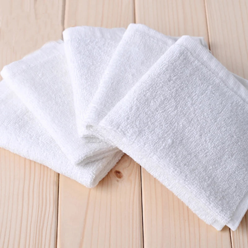 10PCS White Soft Cotton Face Towel Hotel Bath Towel Wash Cloths Hand Towels Portable Multifunctional Cleaning Towel 25cm 30cm