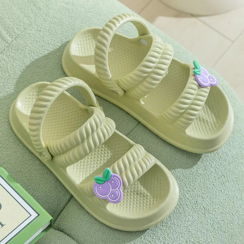 Women Slipper Clog Sandals Strawberry Fruit Cute Cloud Summer Flip Flops Beach Slides Home House Casual Cherry Shoes Flat Female