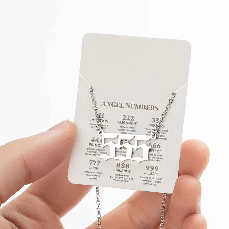 Stainless Steel Angel Number Lucky Numbers Necklaces 111 222 333 444 555 777 888 999 666 000 Pendant Necklace Charms Jewelry